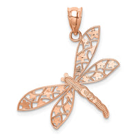 Load image into Gallery viewer, 14K Rose Filigree Dragonfly Pendant
