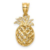 Load image into Gallery viewer, 14K Polished &amp; Diamond-cut 3D Pineapple Pendant
