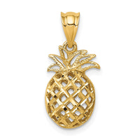 Load image into Gallery viewer, 14K Polished &amp; Diamond-cut 3D Pineapple Pendant
