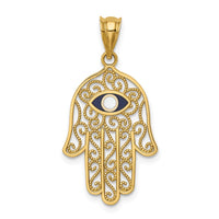 Load image into Gallery viewer, 14K Polished and Enameled Hamsa Pendant
