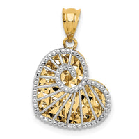 Load image into Gallery viewer, 14K Two-tone Polished and Diamond-cut Hollow Heart Pendant
