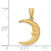 Load image into Gallery viewer, 14k Satin Diamond-cut Moon Pendant
