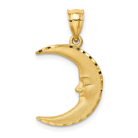 Load image into Gallery viewer, 14k Satin Diamond-cut Moon Pendant
