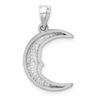 Load image into Gallery viewer, 14k White Gold Satin Diamond-cut Moon Pendant
