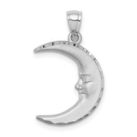 Load image into Gallery viewer, 14k White Gold Satin Diamond-cut Moon Pendant
