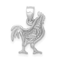 Load image into Gallery viewer, 14k White Gold Satin Diamond-cut Rooster Pendant
