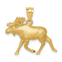 Load image into Gallery viewer, 14K Brushed &amp; Diamond-cut Alaskan Moose Pendant
