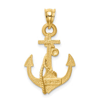 Load image into Gallery viewer, 14K Brushed &amp; Diamond-cut Anchor Pendant
