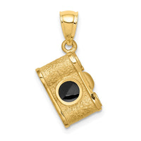 Load image into Gallery viewer, 14K Brushed &amp; Polished Enameled Camera Pendant
