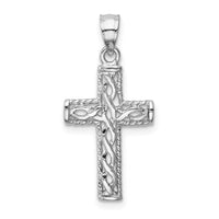 Load image into Gallery viewer, 14K White Polished Braided Cross Pendant
