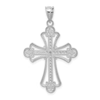 Load image into Gallery viewer, 14K White Polished Diamond-cut Textured Cross Pendant
