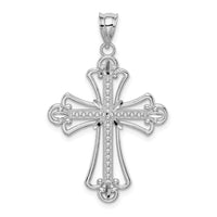 Load image into Gallery viewer, 14K White Polished Diamond-cut Textured Cross Pendant

