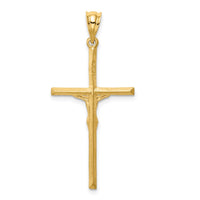 Load image into Gallery viewer, 14K Brushed &amp; Diamond-cut Crucifix Cross Pendant
