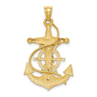 Load image into Gallery viewer, 14K Two-tone Polished/Satin D/C Mariner Cross Pendant
