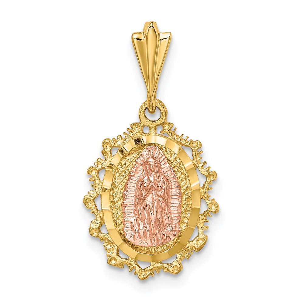 14K Two-tone Polished St. Mary Medal Pendant