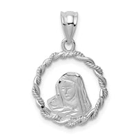 Load image into Gallery viewer, 14K White Brushed &amp; Polished Diamond-cut Virgin Mary Pendant
