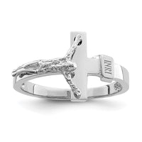 Load image into Gallery viewer, 14K White Polished INRI Crucifix Ring
