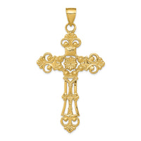 Load image into Gallery viewer, 14k Fleur De Lis Large Cross Pendant
