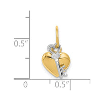 Load image into Gallery viewer, 14K Two-tone Polished Moveable Key and Heart Lock Charm
