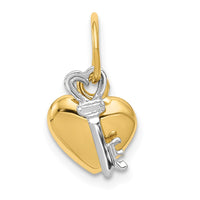 Load image into Gallery viewer, 14K Two-tone Polished Moveable Key and Heart Lock Charm
