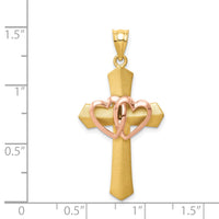 Load image into Gallery viewer, 14k Two-tone Double Heart Cross Charm
