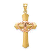 Load image into Gallery viewer, 14k Two-tone Double Heart Cross Charm
