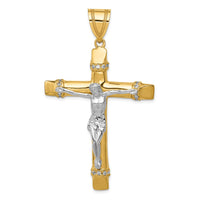 Load image into Gallery viewer, 14k Two-tone CZ Crucifix Pendant
