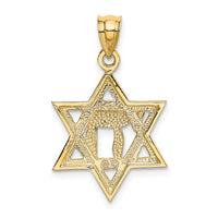 Load image into Gallery viewer, 14k Solid Polish Chai in Star of David Charm
