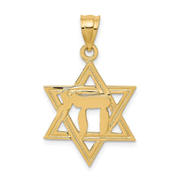 Load image into Gallery viewer, 14k Solid Polish Chai in Star of David Charm
