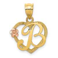 Load image into Gallery viewer, 14k Two-Tone Heart Letter B  Initial Pendant
