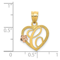 Load image into Gallery viewer, 14k Two-Tone Heart Letter C  Initial Pendant
