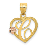 Load image into Gallery viewer, 14k Two-Tone Heart Letter C  Initial Pendant

