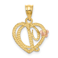 Load image into Gallery viewer, 14k Two-Tone Heart Letter D  Initial Pendant
