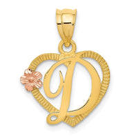 Load image into Gallery viewer, 14k Two-Tone Heart Letter D  Initial Pendant
