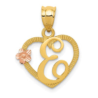 Load image into Gallery viewer, 14k Two-Tone Heart Letter E  Initial Pendant
