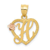 Load image into Gallery viewer, 14k Two-Tone Heart Letter H  Initial Pendant
