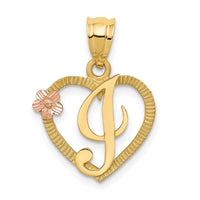 Load image into Gallery viewer, 14k Two-Tone Heart Letter I  Initial Pendant
