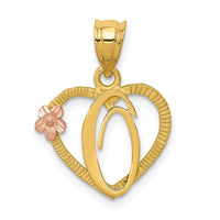 Load image into Gallery viewer, 14k Two-Tone Heart Letter O  Initial Pendant
