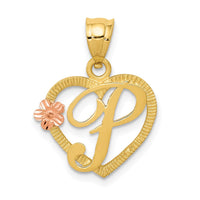 Load image into Gallery viewer, 14k Two-Tone Heart Letter P  Initial Pendant
