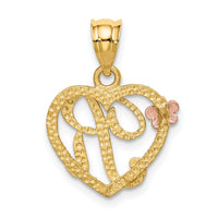 Load image into Gallery viewer, 14k Two-Tone Heart Letter R  Initial Pendant
