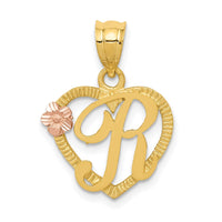 Load image into Gallery viewer, 14k Two-Tone Heart Letter R  Initial Pendant
