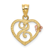 Load image into Gallery viewer, 14k Two-Tone Heart Letter S  Initial Pendant
