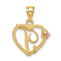 Load image into Gallery viewer, 14k Two-Tone Heart Letter T  Initial Pendant
