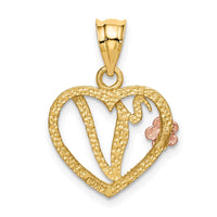 Load image into Gallery viewer, 14k Two-Tone Heart Letter V  Initial Pendant
