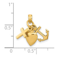 Load image into Gallery viewer, 14K 3D Faith, Hope and Charity Charm
