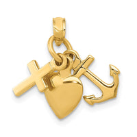Load image into Gallery viewer, 14K 3D Faith, Hope and Charity Charm
