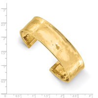 Load image into Gallery viewer, 14k 19mm Hammered Polished Cuff Bangle Bracelet
