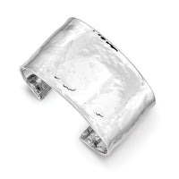 Load image into Gallery viewer, 14k White Gold 37mm Hammered Polished Cuff Bangle Bracelet

