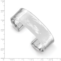 Load image into Gallery viewer, 14k White Gold 19mm Hammered Polished Cuff Bangle Bracelet
