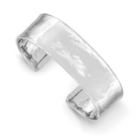 Load image into Gallery viewer, 14k White Gold 19mm Hammered Polished Cuff Bangle Bracelet

